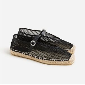 J. Crew Made-in-Spain Mary Jane espadrilles in black mesh
